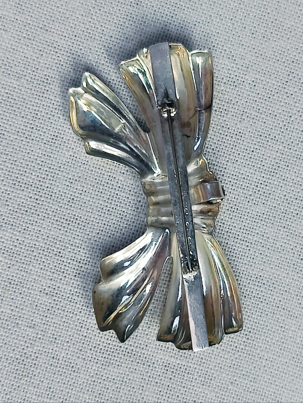 Huge Vintage Sterling Silver Taxco Bow Pendant/Brooch - Picture 4 of 7